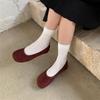 Fashion IPPEUM Velvet Tabi Shoes Women Mary Janes 2025 New Leopard Burgundy Ballet Flats 2