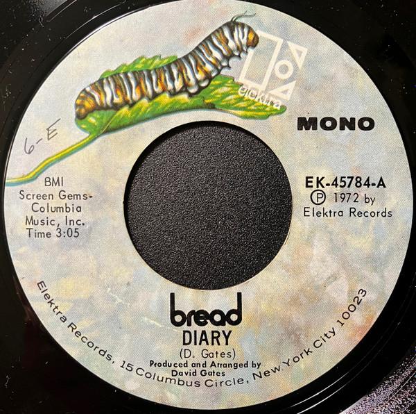 

7inch Record BREAD - Diary EK45784 Elektra 1972 US Rock Used