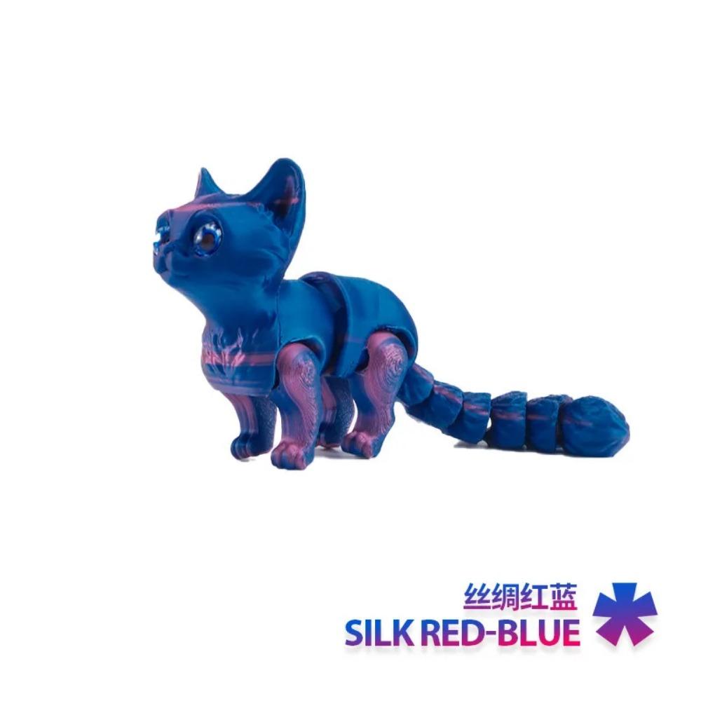 3D Printed Mini Cute Cat Figure Multi-joint Movable with Glittering Eyes for Room Decoration Accessories Kids Gift