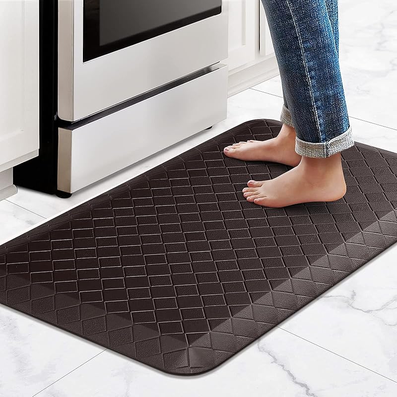 HappyTrends Floor Mat Cushioned Anti-Fatigue ,17.3"x28",Thick Waterproof Non-Slip Mats and Rugs Heavy Duty Ergonomic Comfort Rug for
