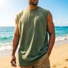 Men Workout Tank Top, Crew Neck Sleeveless T-Shirt, Retro Loose Fit Tank Top, Casual Summer Sports Tee for Gym Fitness Training