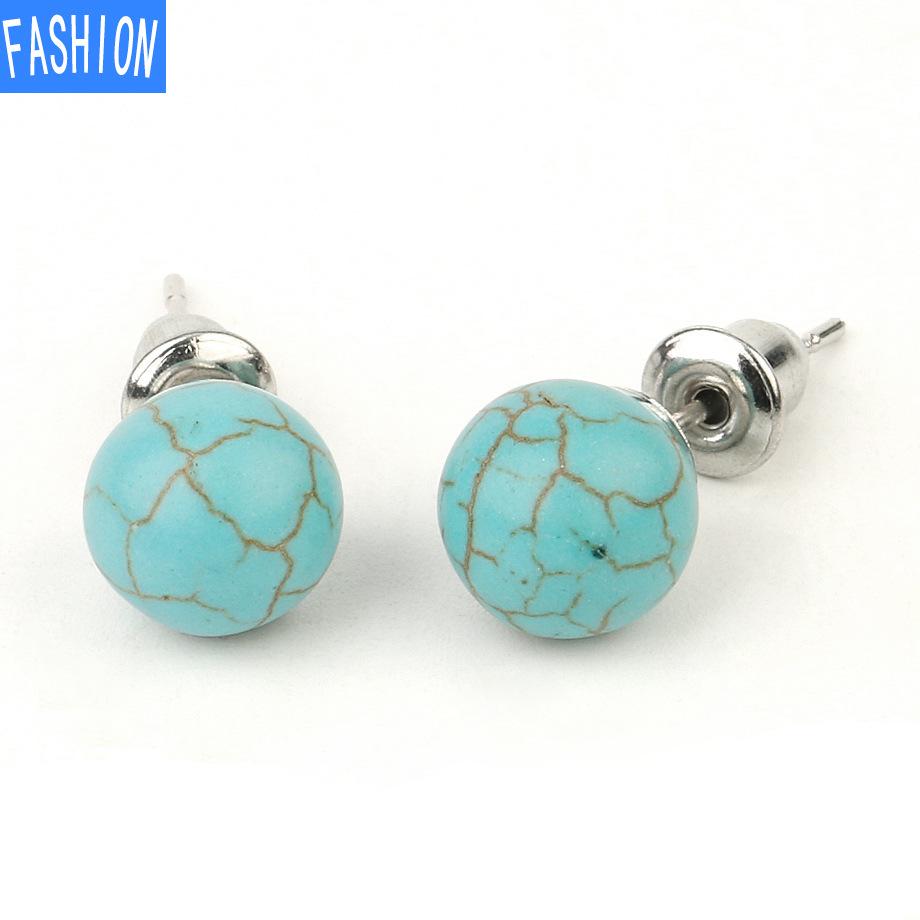 

Креативные милые серьги с натуральными кристаллами в горошек, простые европейские и американские серьги, женские оригинальные серьги-брелки turquoise