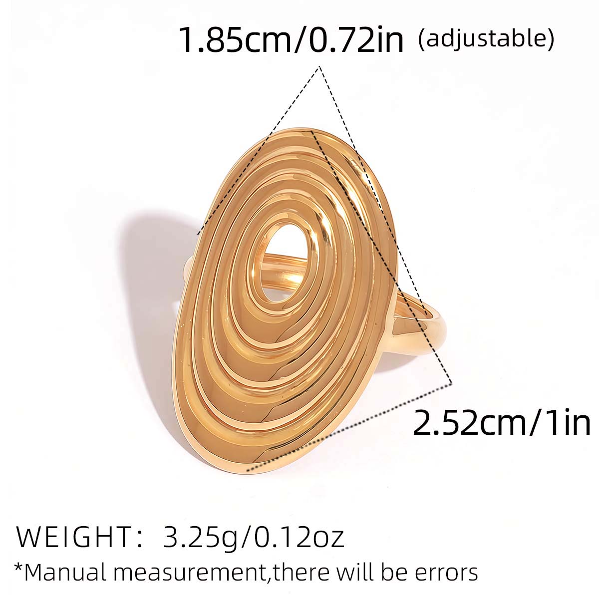 

1 piece stainless steel oval multi-color wire-wrapped ring for women girls trendy new ring gift suitable for outdoor activities resizable
