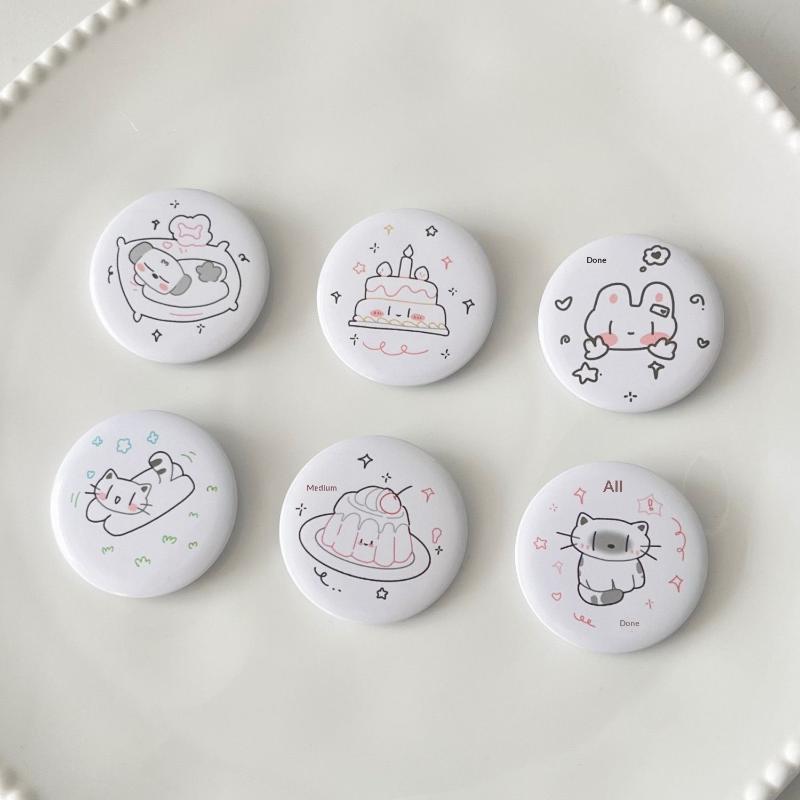 6Pcs Cute Cartoon Mini Cartoon Button Badge Kawaii Retro Girls Kids Backpack Pencil Bag Diy Decorative Brooch Pin Accessories