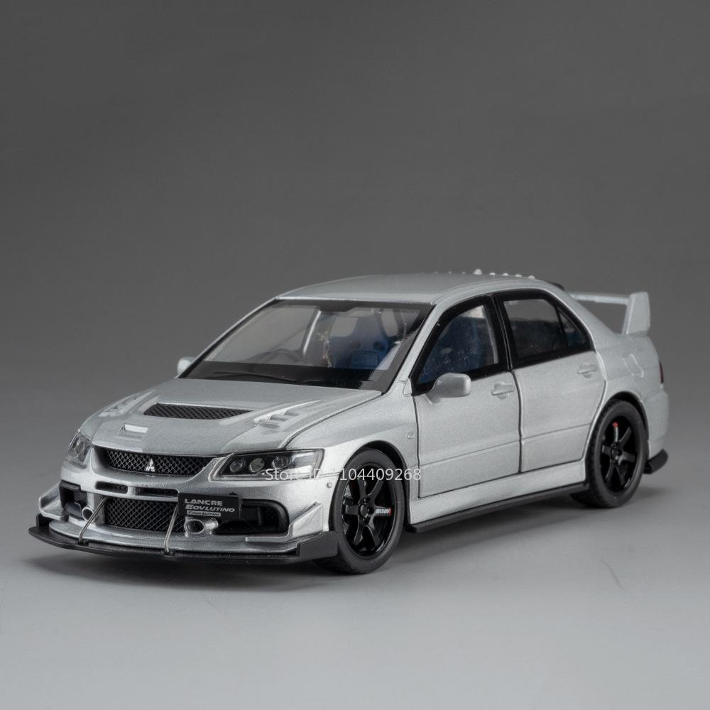 Scale 1:32 Mitsubishi Lancer Evolution IX Sports Car Toy Model Doors Opened Pull Back Shock Absorption Vehicles Hobby Ornaments
