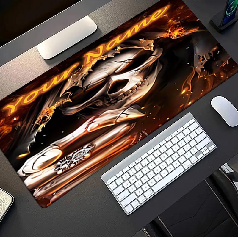 1PC Custom Name "Skull Art Fire Theme" Mouse pad, keyboard and mouse desk pad, for computer notebook Birthday Gift For Any Room Or Office