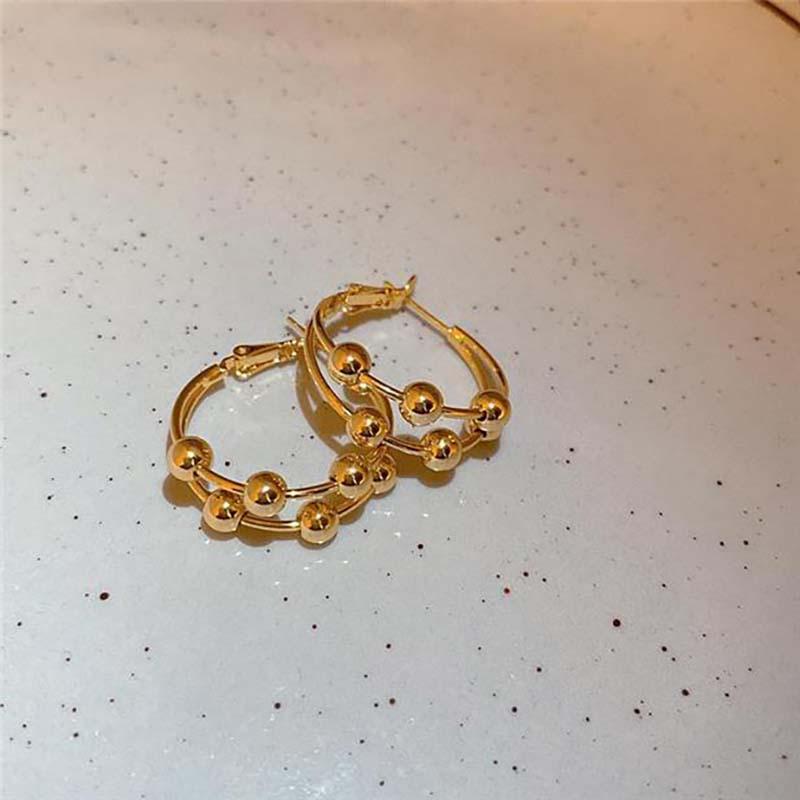 European & American Trendy Double-Layer Round Bead Earrings - Chic, Fashionable, Simple Style