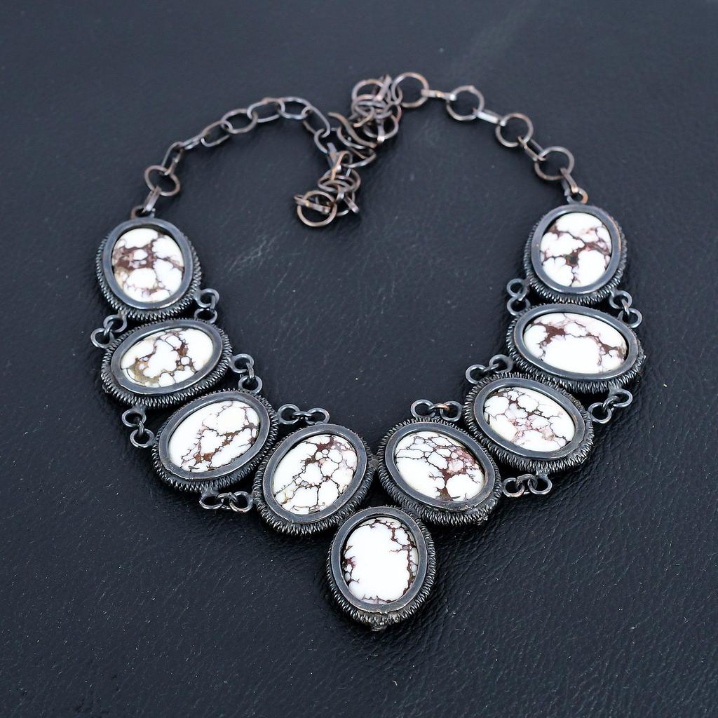 Wild Horse Necklace Gemstone Jewelry, 999 Copper Wire Wrapped Necklace, Adjustable Handmade Beautiful Jewelry Chain Necklace