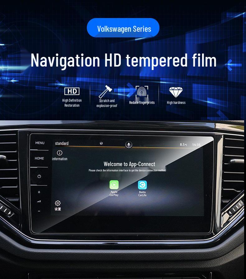 Tempered Glass Screen Protector for Volkswagen B9/B8 Magotan Central Control & Instrument LCD Display.