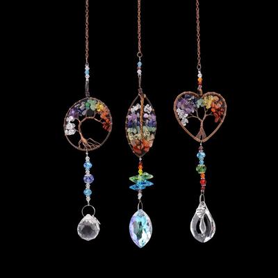 Seven-Color Tree of Life Sun Catcher 3-Piece Set - Home and Garden Hanging Ornament T119