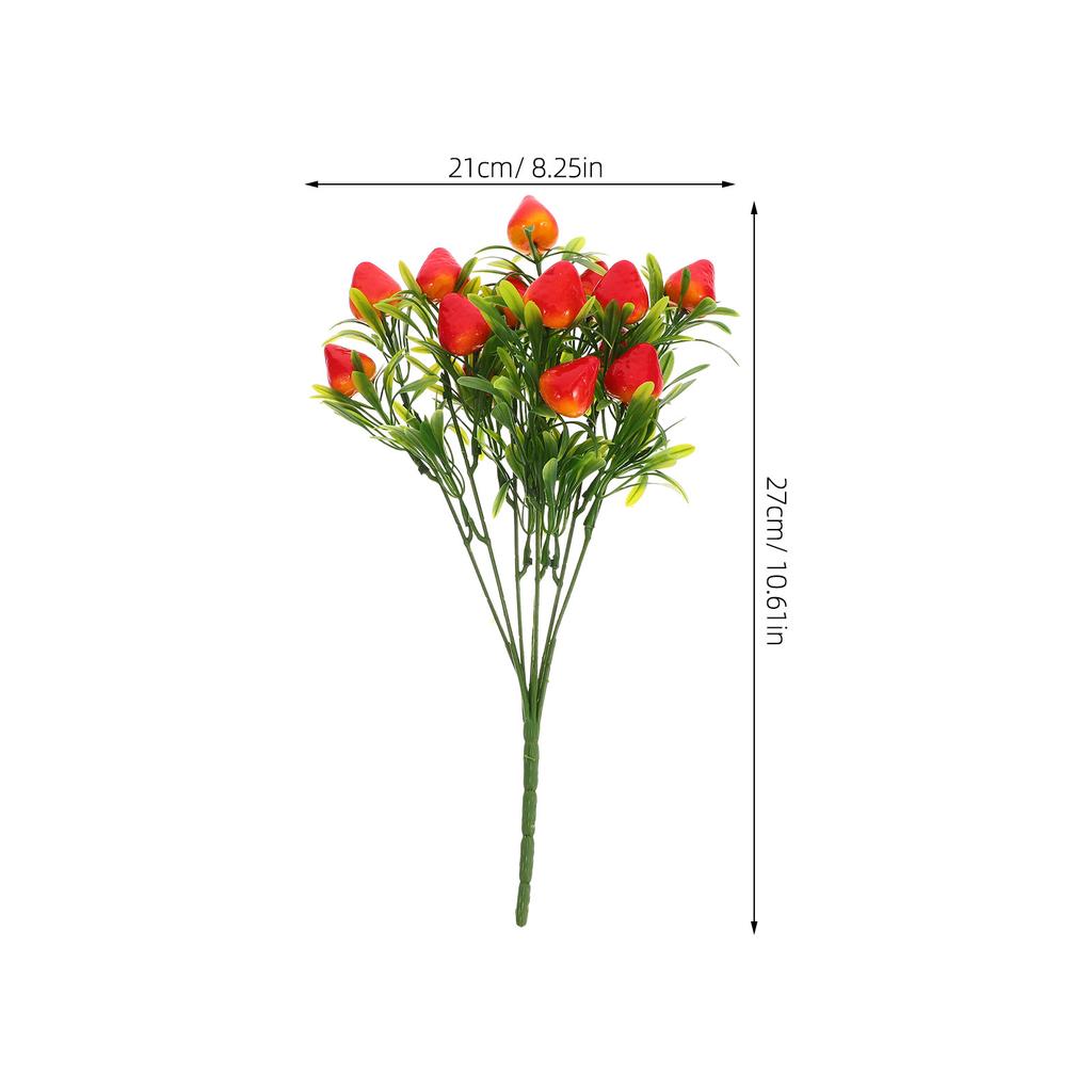 5 Stück Heimdekoration Beerenstiele für Blumenstrauß Künstliche Früchte PVC Falsche Erdbeeren Erdbeer-Blumenarrangement
