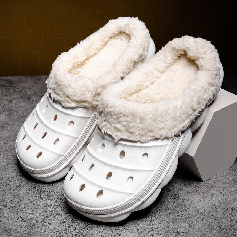 Winter Men Women Slippers Warm Furry Slippers Unisex Ccise Indoor Home Cott Shoes Men Casual Fluff Slides Plush Fur Clogs 45