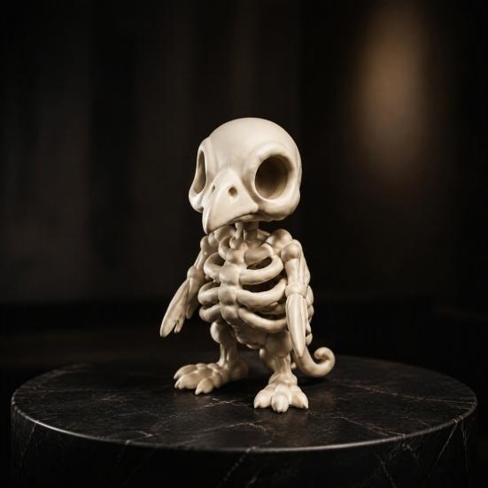 Niche Dark Aesthetic Collectibles 3D Printed Gothic Vulture Skeleton Figurine,Spooky Bird Skull Statue, Mini Style Window Decor Micro Landscape