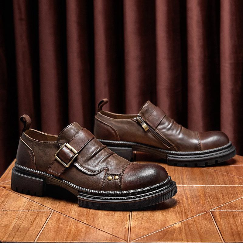 Brittiska Läderskor Herr Äkta Läder Plattform Enpedal Herrskor Retro Casual Första Lagret Nappaskinn Sommar Läderskor