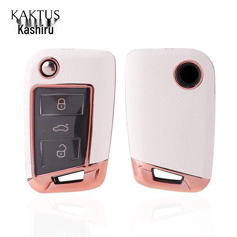Leather Key Shell Set for Lavida, Sagitar, T-Roc, Tayron, Touran, T-Cross, Polo - Men's & Women's with Buckle