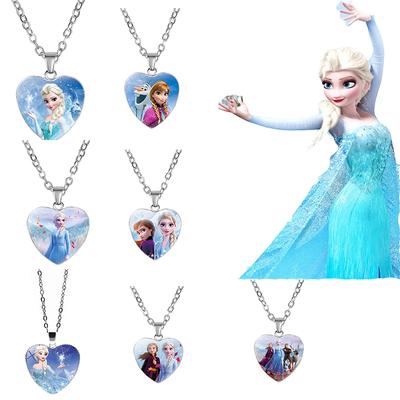 Disney Ledové království Princezna Náhrdelník Dětské Anime Postavičky Princezna Elsa Anna Láska Přívěsek Šperky Doplňky Dětský Narozeninový Dárek