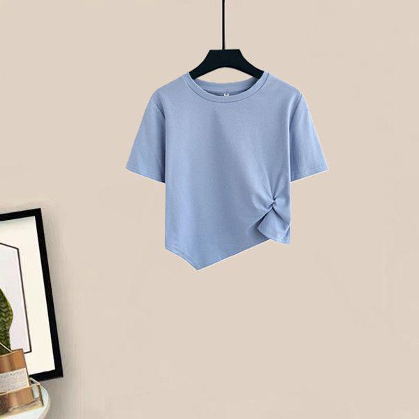 Set T-shirt a Blocchi di Colore Coreana e Pantaloni a Gamba Larga