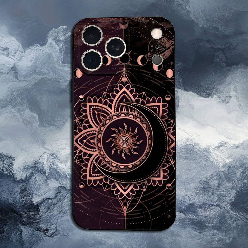 Totem Colorful Flower Mandala For iPhone 12,14,13,15,8,7,16,11,17,X,Mini,Plus,Pro,XR,SE,XS,Max,Soft Silicone Black Case