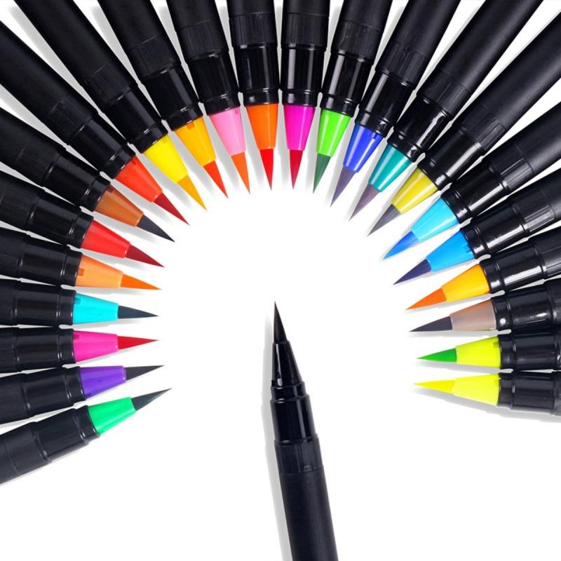 

Акварельные ручки-кисти, 24 цвета, мягкие маркеры для акварельной живописи, смываемые водой