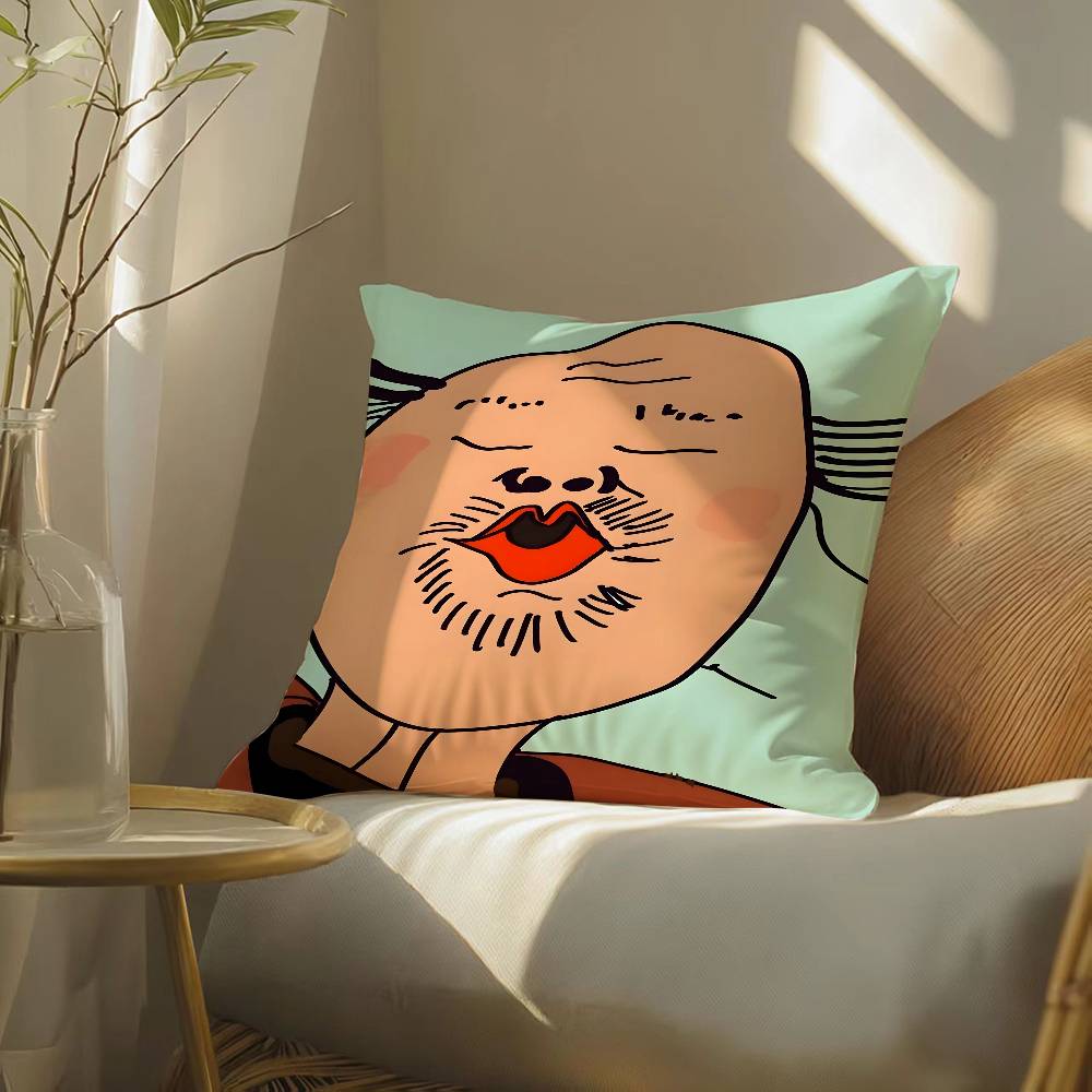 

Funny Funny Characters Pillow Case Silky elegant Comfort Sofa Bed Invisible zipper Beach pillowcase 12x12Inch