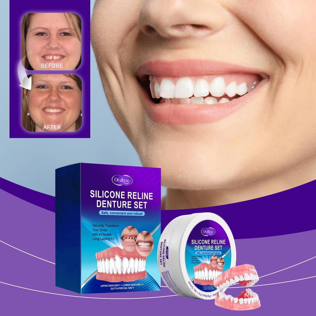 Hot Sale Oralhoe Silicone Dentures Braces Retouching Adjustable False Teeth Filling Cosmetic Temporary Perfect Smile Dental Kit