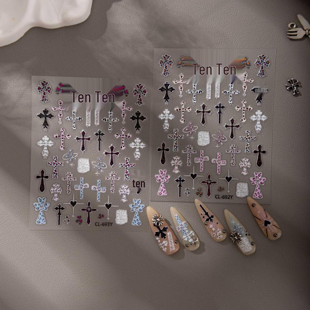 Cyansea Het Y2K Leopardmönster Laser Nageldekorationsklistermärken