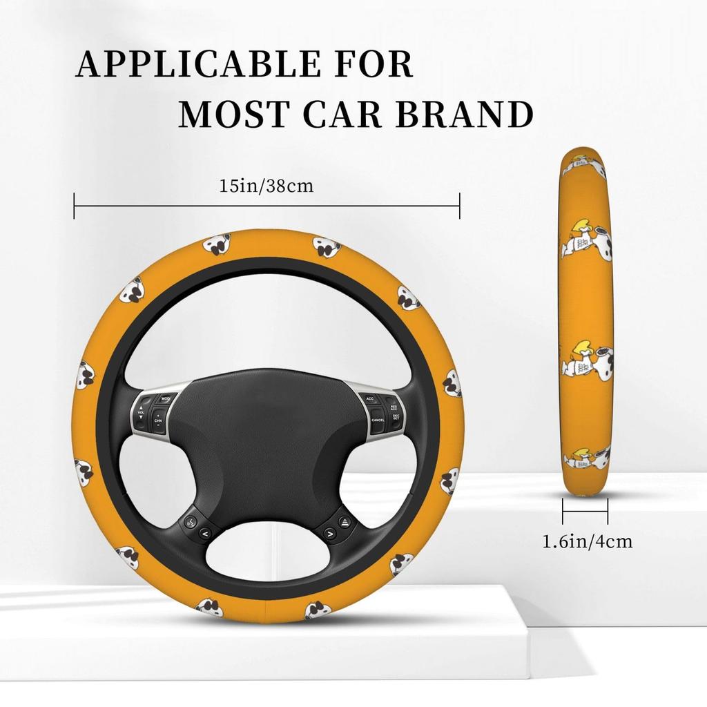 Snoopy Steering Wheel Cover for Cars, Stylish, Anti-Slip, Stain Prevention, Comfortable To the Touch,