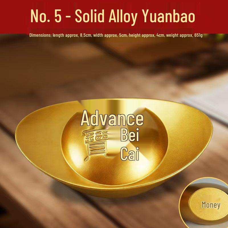 Solid Brass Sand Gold Yuanbao Ornament for Home or Shop Decor