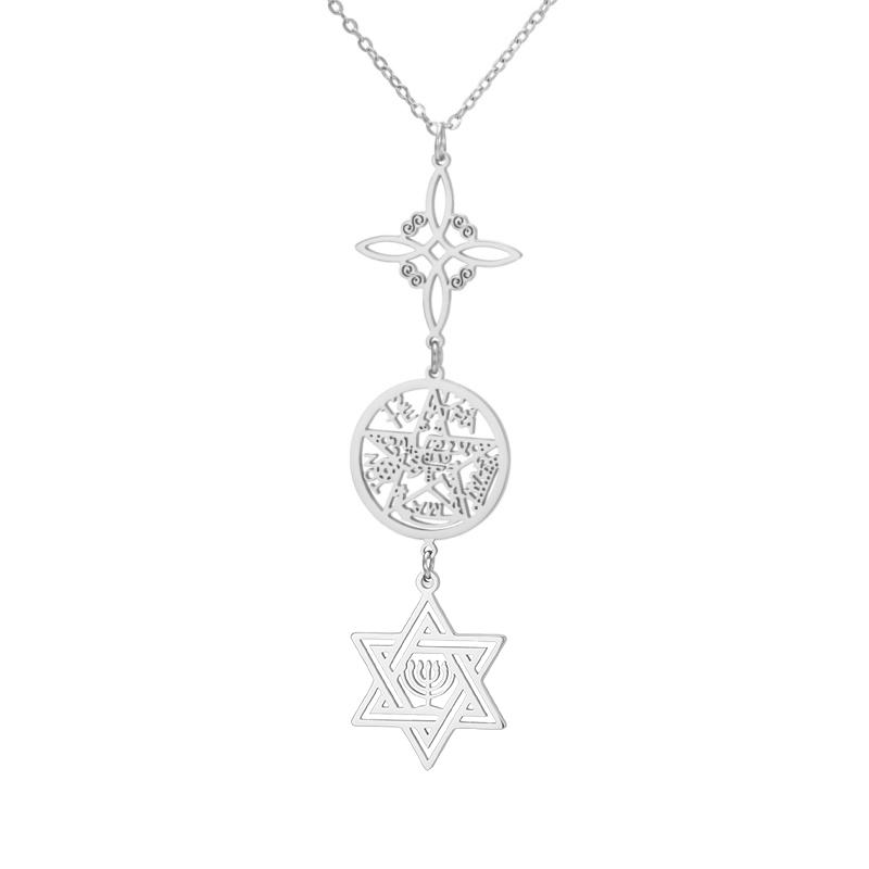 Dreamtimes VigWitches Knot Tetragrammaton Hexagram Candlestick Pendant Necklace for Women Men Witchcraft Wiccan Jewelry Gifts