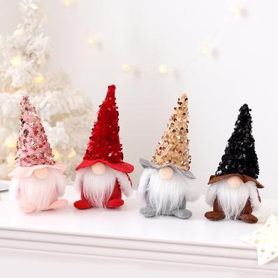 Christmas Decoration Sequin Faceless Santa Claus Figurine, Home Christmas Small Gift