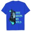 She Keeps Me Strong He Keeps Me Safe Couple Matching T Shirt Wolf Couple T Shirt Casual Black LOVER Shirt Tops Valentine Shirts