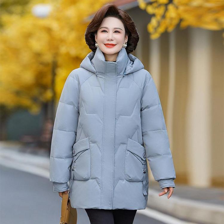 Women Down Jacket Winter Coat Mid Length Thickened Large Size Middle Aged Mother Warm Winter Jacket for Elderly Women