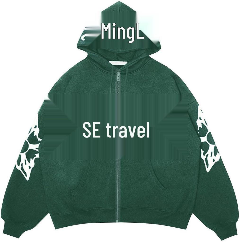 2024 Women's Street Style Bubble Letter Zip Hoodie – European & American Y2K Sweatshirt