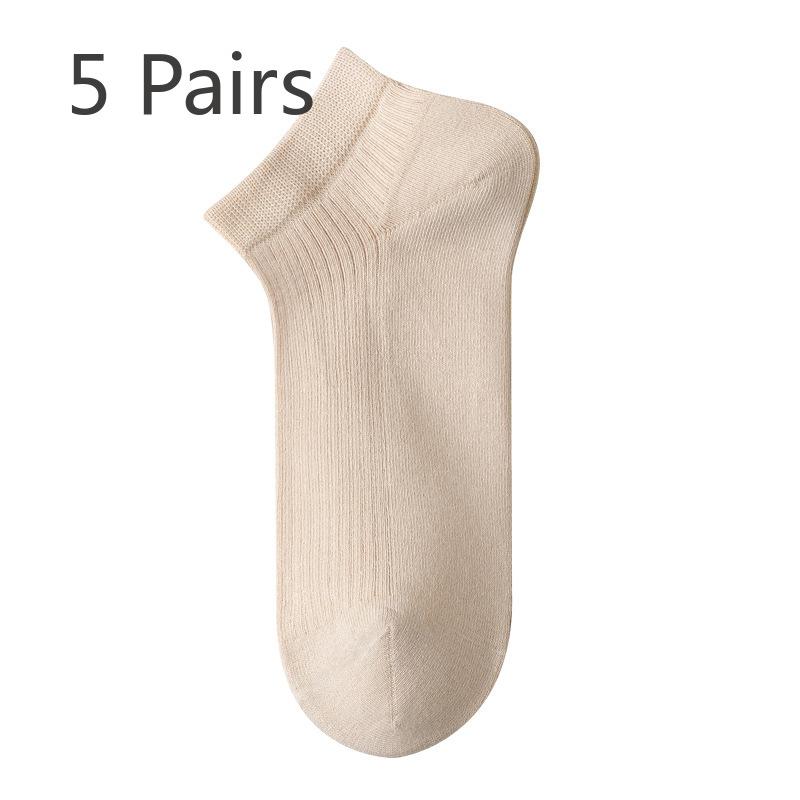 

5 пар женских летних тонких хлопковых носков Pull, простых и универсальных, антибактериальных 5 Pairs телесный