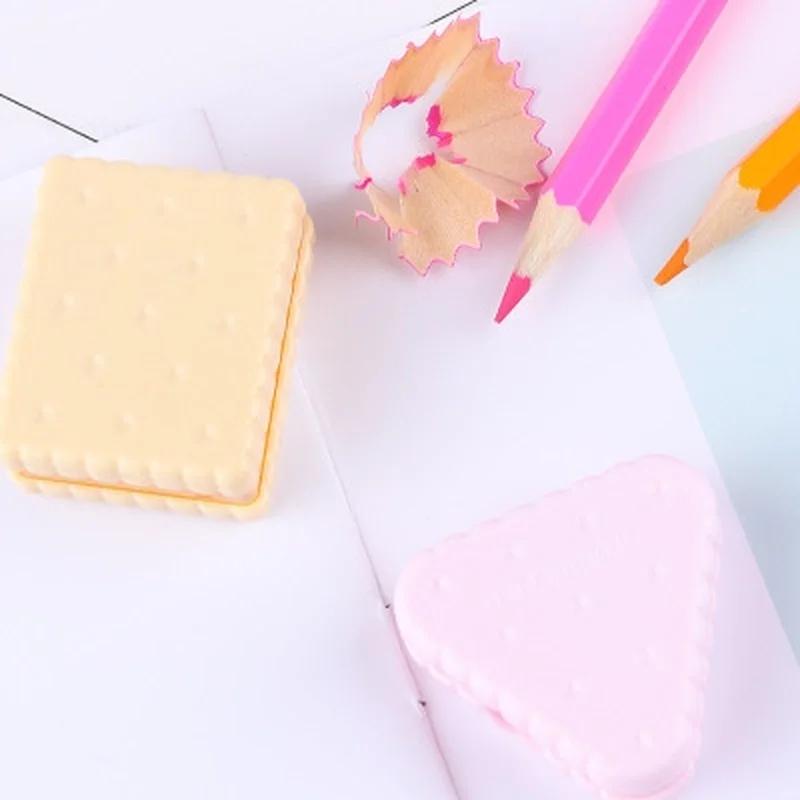 3pcs/lot Creative Fresh And Cute Biscuit Pencil Sharpener Children's Pencil Sharpener Stationery Random Colors School Supplies
