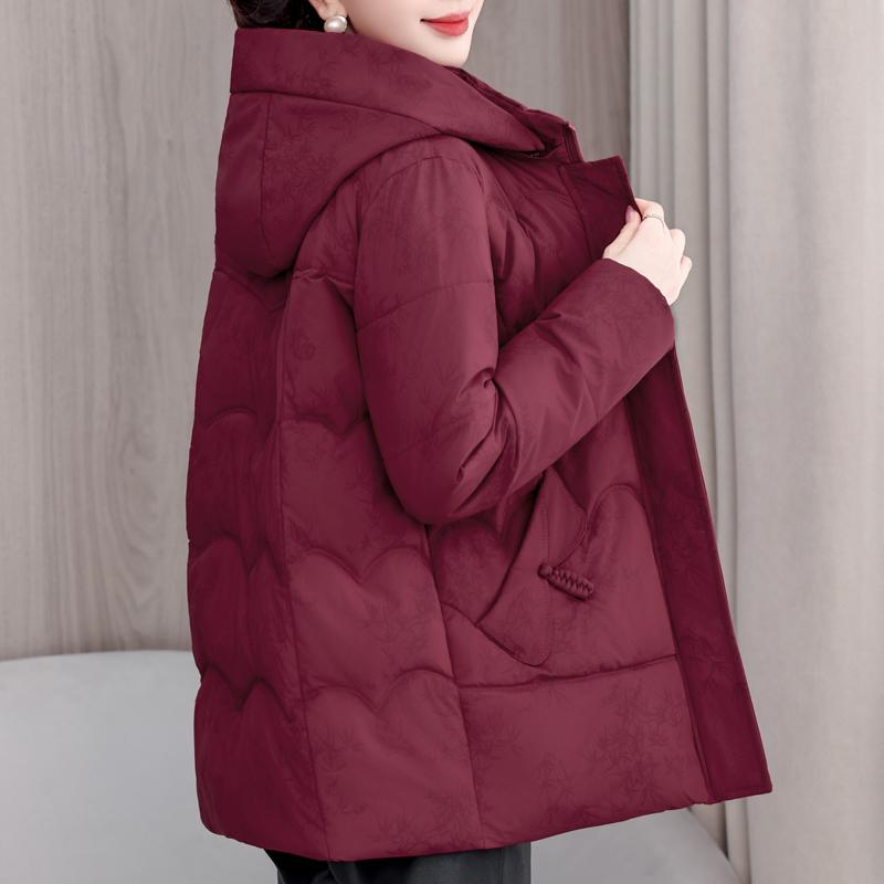 Plus Size XL-5XL Middle Age Women's Winter Jackets Hooded Elegant Loose Thick Warm Parkas Female Coats