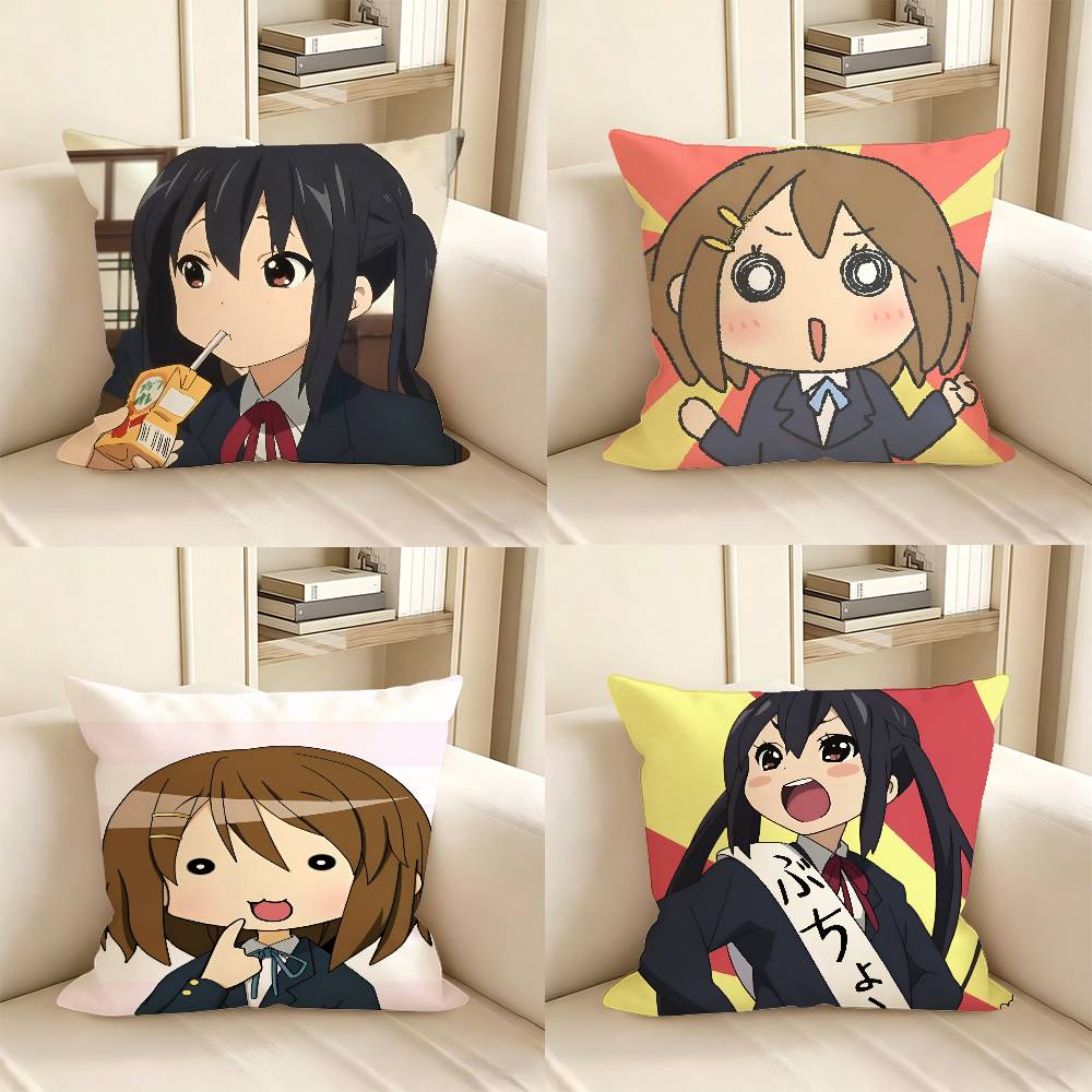 1pc Kawaii Cartoon Yui Mio Azusa Tsumugi Pillow Case Fashion Square Pillowcase Bedroom Sofa Room Ins Decoration Leisure