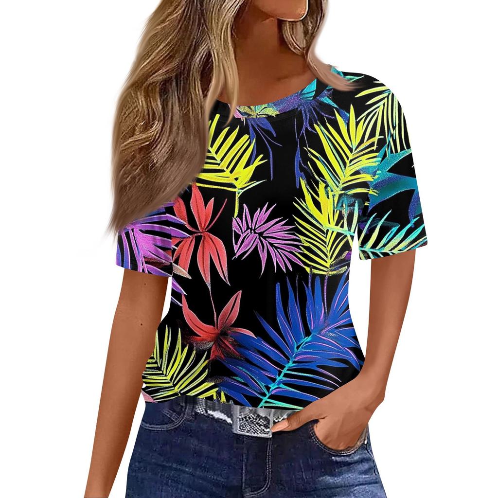 Modisches, lässiges Pullover-Oberteil mit kurzen Ärmeln und Rundhalsausschnitt für Damen