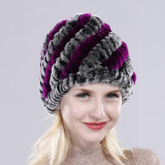 Hot Sale Russian Lady Natural Real Rex Rabbit Fur Hats Women Knitted Outdoor Rex Rabbit Fur Hat New Warm Real Fur Caps