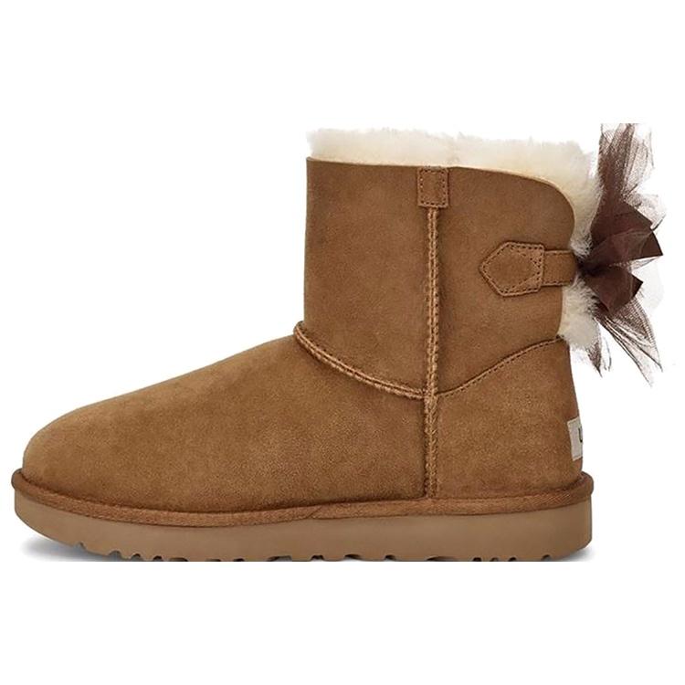 (WMNS) UGG Mini Bailey Tulle Bow Brown Women s 1019994-CHE EU 36