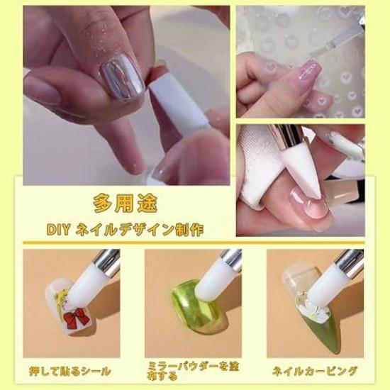 Nail art brush silicone dual-ended head self-nail use 5-piece set (Fuchsia Blue Pink White Magenta)