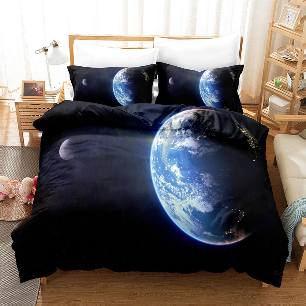3D Digital, Planet, Space, Earth, Bedding Four-Piece Three-Piece Set Of Sheets
