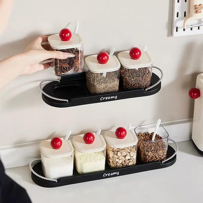 Кухонный пластиковый набор банок для специй и хранения приправ