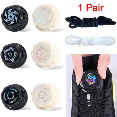 1 Pair Thick Rope Automatic Shoelaces 4mm Round Shoelace Lazy No Tie Shoe Laces  Adult Kids