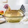 Glas Henne auf Nest Süßigkeitenschale mit Deckel Große Fußschale für Süßigkeiten Kekse Nüsse Desserts Vintage Rustikal Bonbonglas für Zuhause Küche Büro