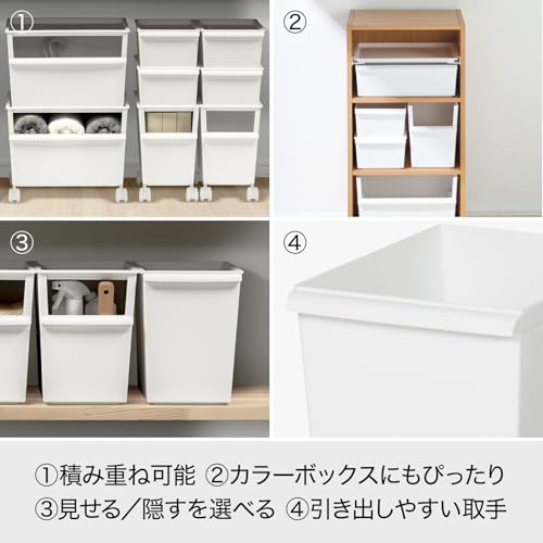 Like-it Aufbewahrungsboxen, Aufbewahrung für Kleinteile, Aufbewahrung für Fertiggerichte, Behälter, Behälter, Breit und Tief x 2 Sets (mit Rollen), Weiß, ca.. 38,8 cm B x 26