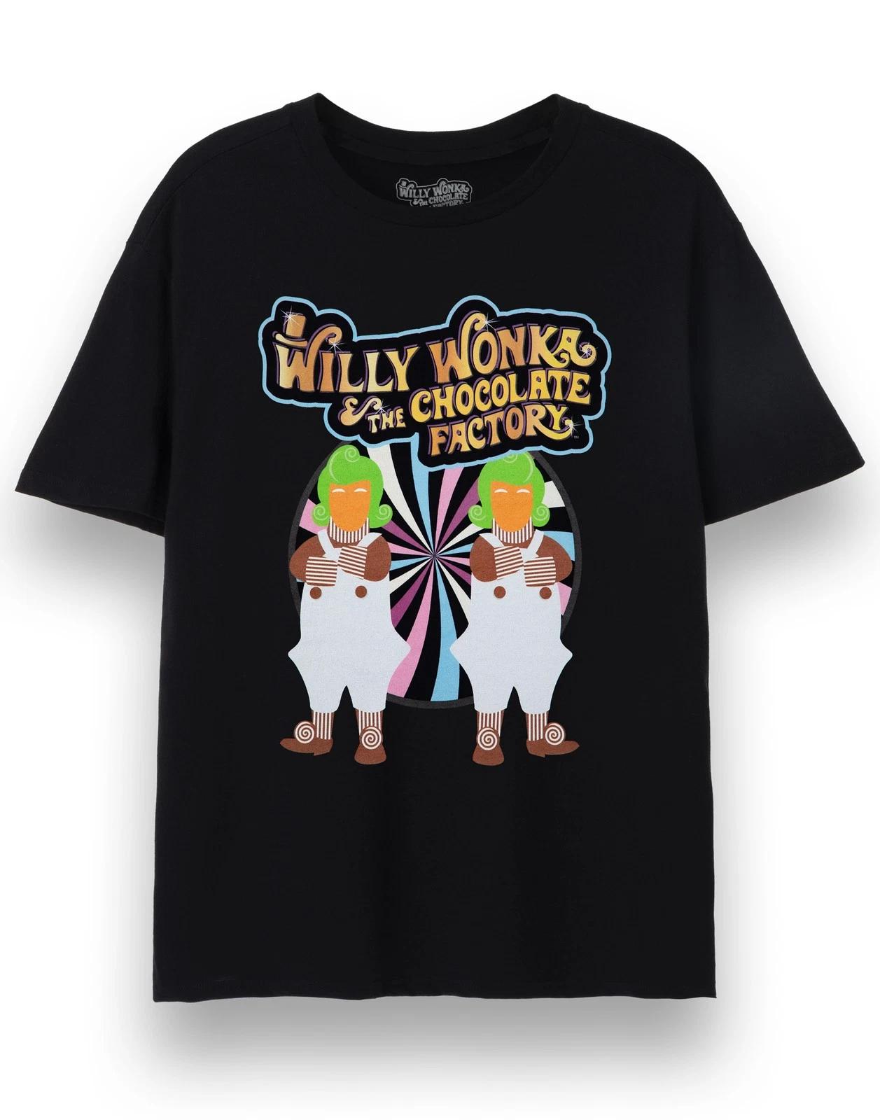 Wonka Black Willy Wonka Short Sleeved 100% Cotton T-shirt Mens Tees Top Unisex S