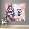 Nekopara Pink Kawaii Tapestry Hippie Polyester Wall Hanging Anime Game Wall Decor Table Cover Art Tapestries