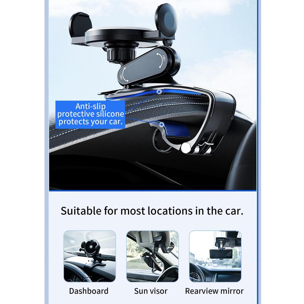 Car Phone Holder Dashboard Rotation Dashboard Phone Stand Foldable Stand 360 Degrees Rotating Holder For Auto Automotive Road