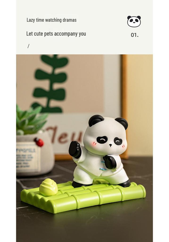 Guochao Panda Phone Holder: Cute Desk Stand for Watching Dramas & Office Use, Cartoon Pet Ornament Gift